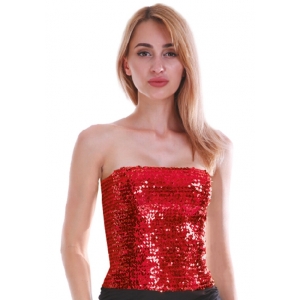 Red Sequin Tube Top - Womens 70s Disco Costumes